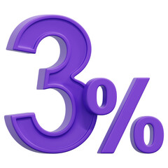 3 Percent 3D Icon