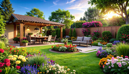 3d modeling and rendering of luxury backyard design
4