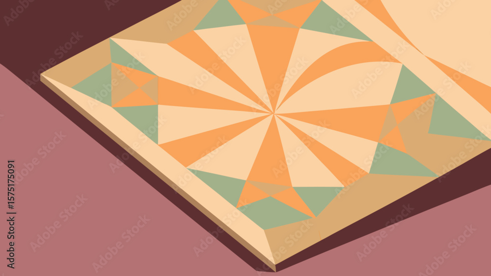 Poster geometric abstract illustration showcasing an array of vibrant colors in a unique composition.