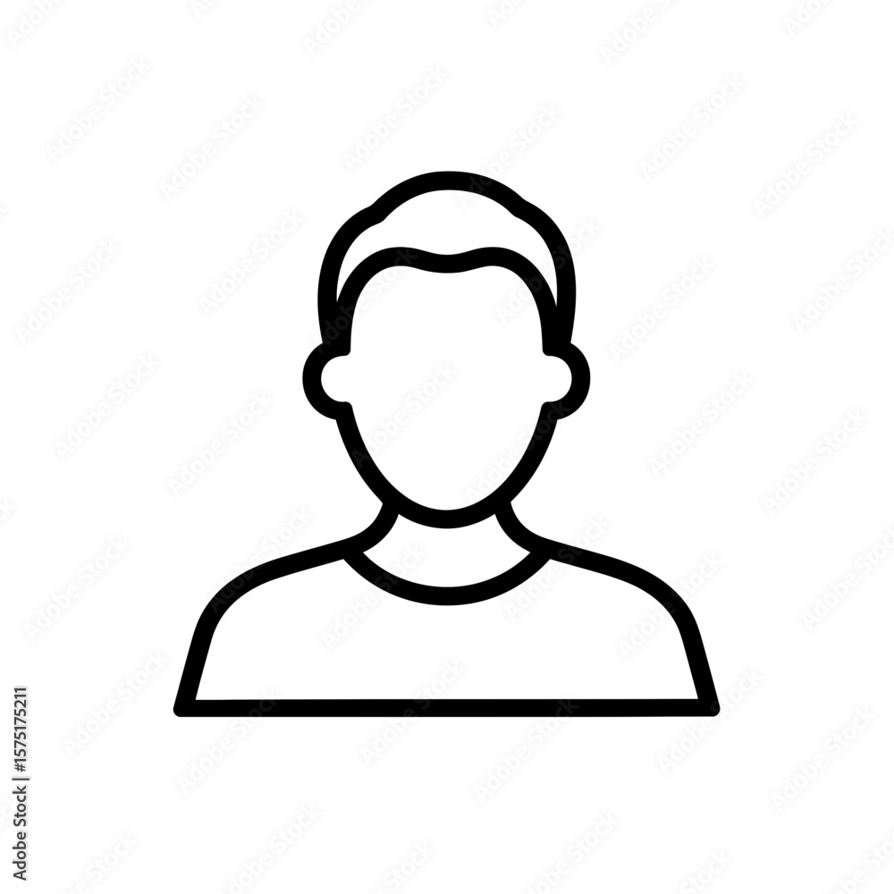 Aufkleber clean line art outline icon depicting an anonymous person's upper body as abstract graphic symbol, c
