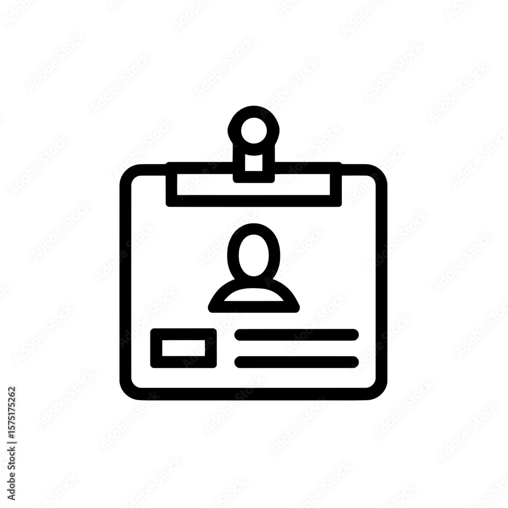 Poster clean line vector drawing of a personal identification card icon displaying a person shape and data,