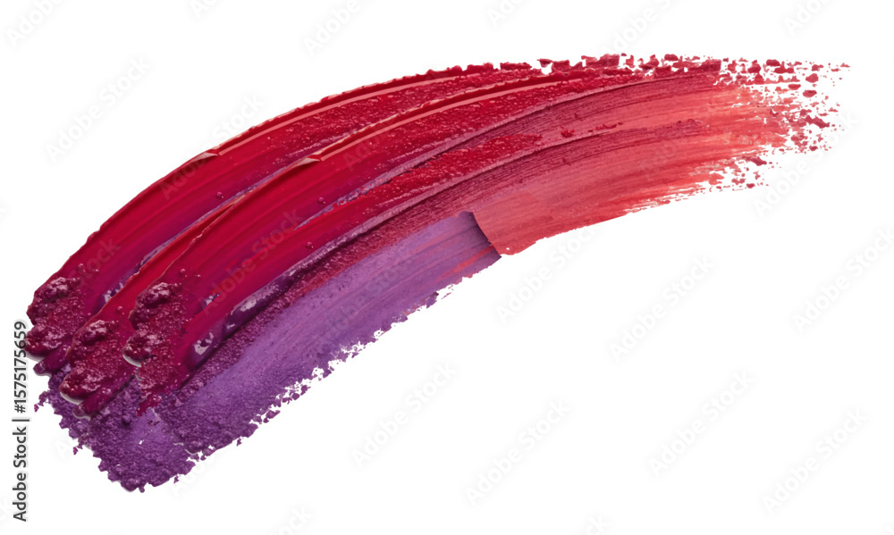 Poster cosmetic product swatch with a gradient showcasing texture and color from red to purple on a white b