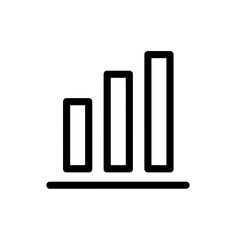 Fototapeta premium Abstract black line icon illustration depicting a simple bar chart with increasing data progression, concept for data analysis presentations, business growth visualization, and financial report