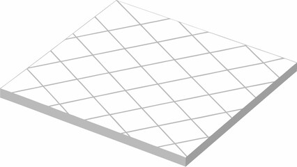 Isometric illustration of a grid surface with a geometric perspective in gray and white