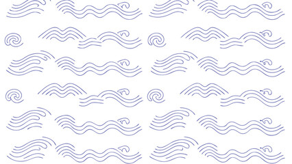Repeating blue waves pattern on white background simple vector illustration design