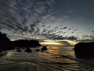 Sunrise at Teluk Cempedak, also known as Palm Beach, located in Kuantan, Malaysia