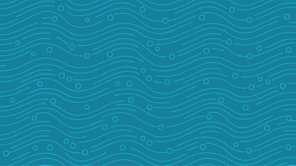 Obraz premium Wavy teal background with dotted lines resembling water underwater with bubbles