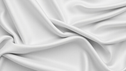 Smooth White Satin Fabric with Folds for Wedding and Elegant Backgrounds