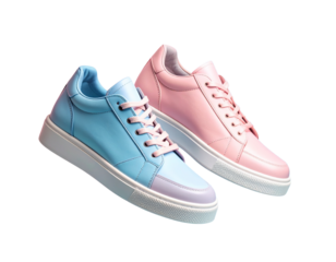  Side View of Floating Pastel High-Top Sneakers with Soft Gradient Background, Transparent PNG