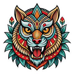 Obraz premium Colorful, stylized animal head design with intricate patterns and vibrant colors