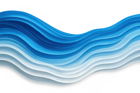 Abstract blue wave flowing, creating a dynamic and elegant design element on a transparent background