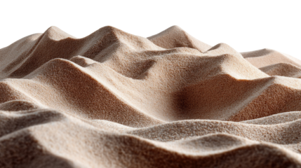 Serene Sand Dunes: A close-up perspective captures the undulating forms of sun-kissed sand dunes, emphasizing their texture and the play of light and shadow.