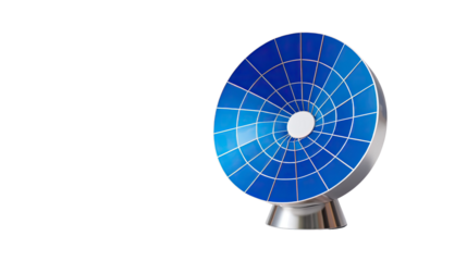 Solar Panel Tech Icon: A modern and stylish depiction of a solar panel, radiating clean energy with its circular design, symbolizing the promise of renewable power and environmental sustainability.