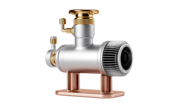 Vintage Industrial Component: A detailed depiction of a vintage industrial component, showcasing its intricate metallic design and highlighting its historical significance and craftsmanship.