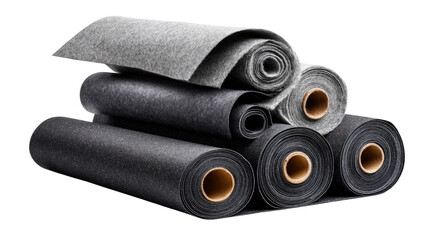 Textured Fabric Rolls: A neat composition showcases a stack of rolled fabric, revealing layers of texture and material details, perfect for conveying themes of production and construction.