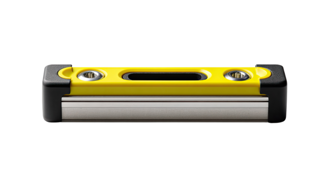Precision in Hand: A close-up shot captures a yellow level tool, showcasing its accuracy and reliability for construction and home improvement projects.