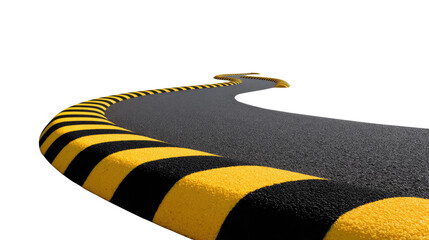 A winding road with yellow and black safety barrier: A photograph that showcases a winding road edged with safety features, ready to navigate towards new horizons
