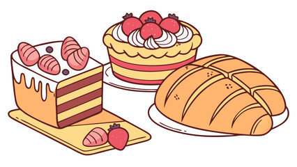 vector illustration of a set of bakery products