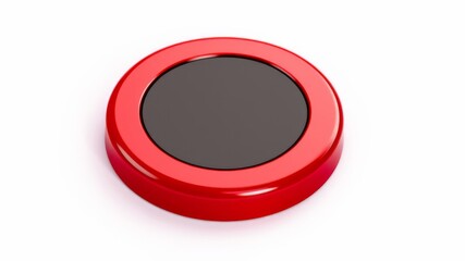 A red circular frame with a dark gray center is isolated on a white background ideal for mockups and designs.
