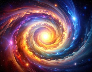 Colorful swirling nebula in space