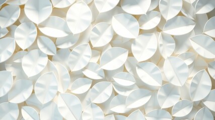 A seamless texture of many small white paper leaves creates a minimalist and elegant background ideal for design projects.