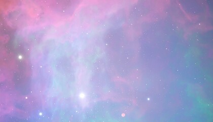 Obraz premium Ethereal celestial vista showcases a vibrant nebula of pastel colors and scattered stars, creating a cosmic dreamscape.