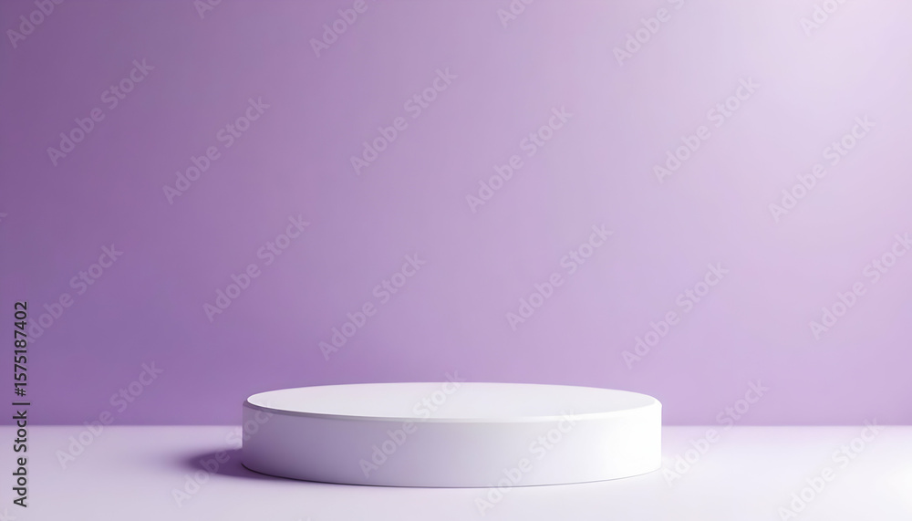 Poster white circular display platform on lilac background for product presentation