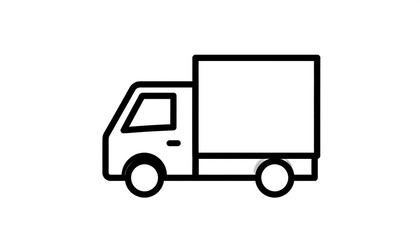 Simple black line drawing of a delivery truck (2)