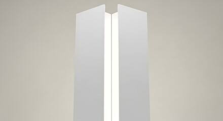 Minimalist geometric design featuring a modern white light fixture against soft background