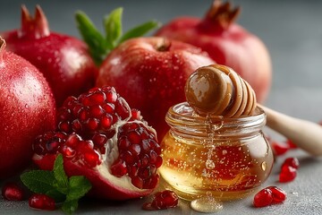 Celebrate Rosh Hashanah with apples, pomegranates, and honey symbolizing sweetness and new beginnings in Jewish tradition