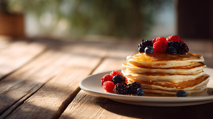 Stack of Pancakes with Berries