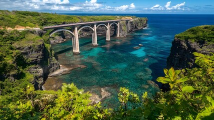 Stunning Ocean Bridge Aerial View Turquoise Water