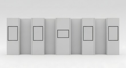 Minimalist White Stands with Black Frame Displays for Trade Show Exhibition