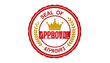 Red seal of approval with gold crown
