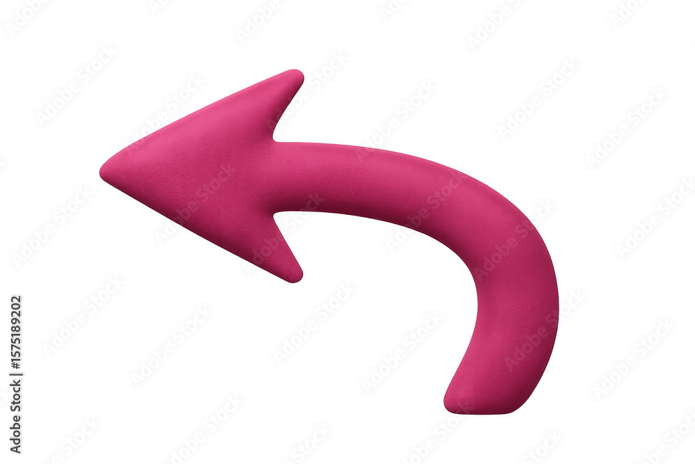 Poster pink undo arrow pointing left, with a transparent background, ideal for web design, user interfaces,