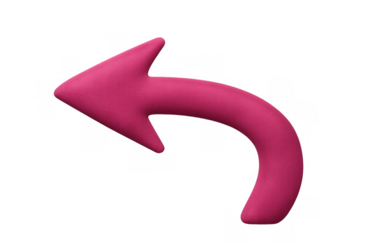 Pink undo arrow pointing left, with a transparent background, ideal for web design, user interfaces, or presentations