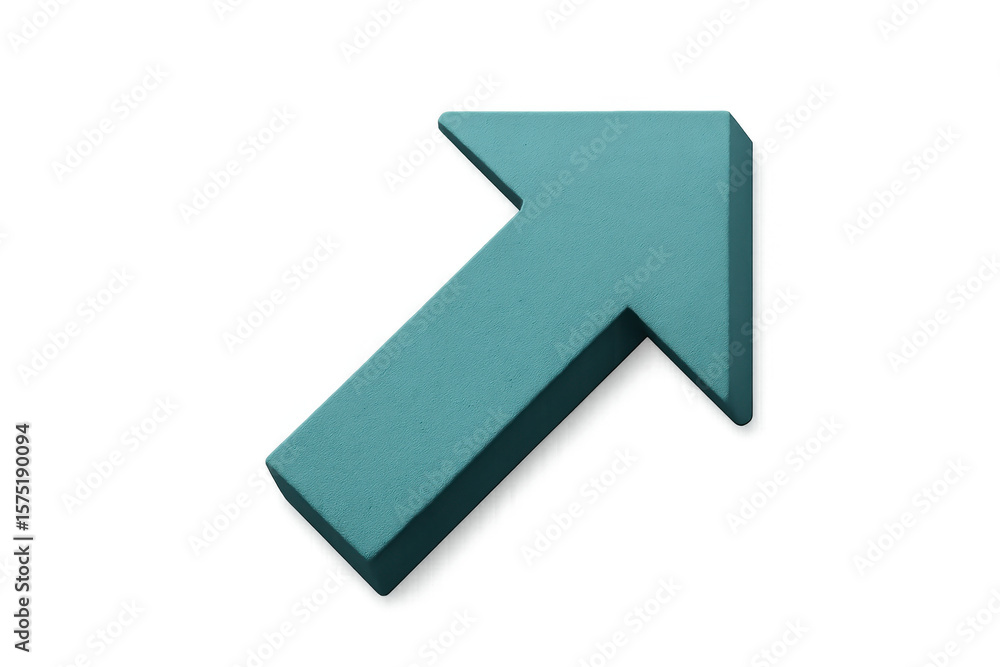 Poster teal upward-pointing arrow suggesting growth trajectory, positioned on transparent background with c
