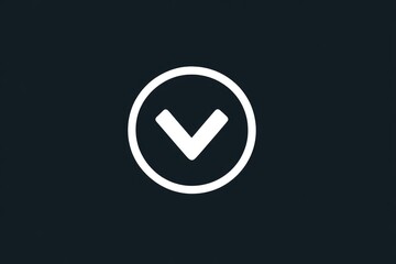 White downward-pointing arrow icon in a circle on dark background