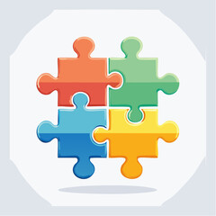 Obraz premium ring of jigsaw segments icon in flat design symbolizing diversity, connection, and collaborative unity
