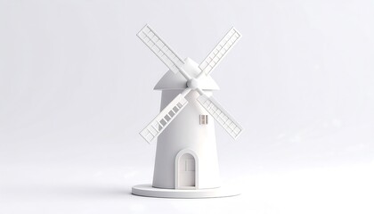 Simple white windmill on a pedestal