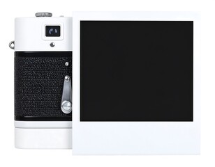 Fototapeta premium Retro camera and blank photo print