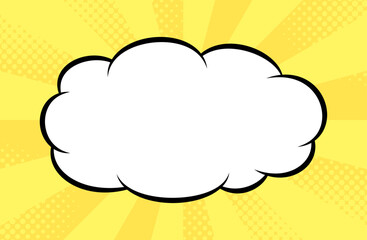 Cartoon-like pop and bright sunburst and clouds background. An eye-catching American comic book-like pop background with impactful concentrated yellow lines.