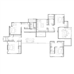 2D Furniture Layout Plan Drawing Vector – Interior Home Floor Arrangement Design