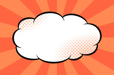 Cartoon-like pop and bright sunburst and clouds background. An eye-catching American comic book-like pop background with impactful red concentration lines.