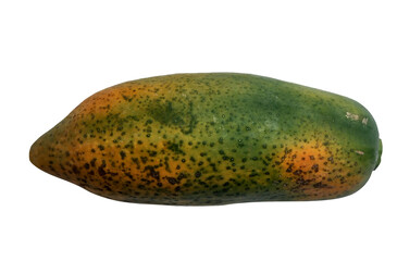 Single whole ripe papaya isolated transparent