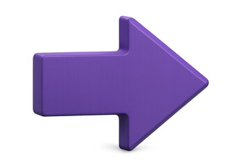Purple 3d arrow pointing rightward, transparent background, enhancing digital presentations and graphic design layouts
