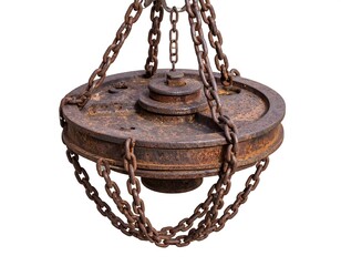 Rusted metal pulley system