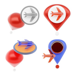 3D Airport Location Pin Icon for Travel and Navigation Map Pack
