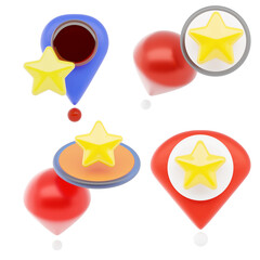 3D Favorite Location Pin Icon with Modern Navigation and Personal Marker Style