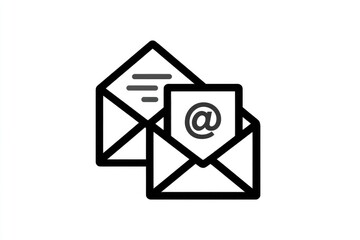 Two overlapping stylized email envelopes, one showing a document and the other an at symbol